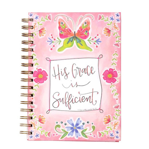 Journal-Wirebound-His Grace Is Sufficient (8.5" x 6.5") by Shannon Road Gifts