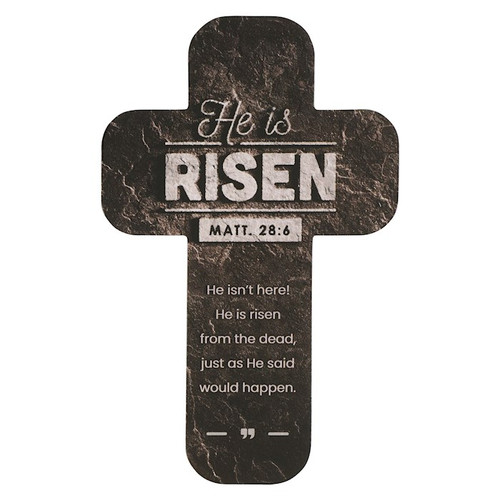 Bookmark-Cross-Stone He is Risen Matt. 28:6 (Pack Of 12) by Christian Art Gift