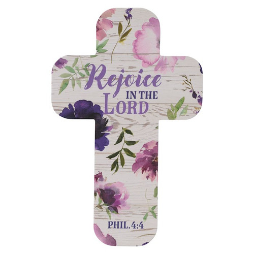Bookmark-Cross-Purple Floral Rejoice in the Lord Phil. 4:4 (Pack Of 12) by Christian Art Gift