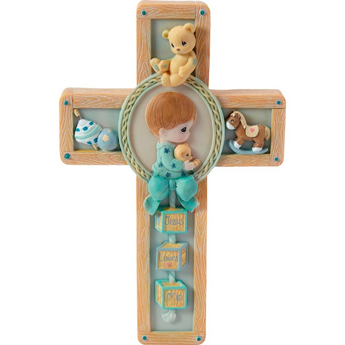 Plaque-Praying Boy With Bear-Cross by Precious Moments