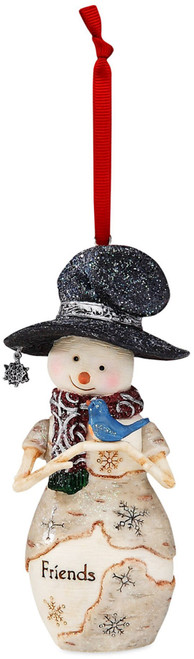 Ornament-Snowman Holding Bluebird-Friends-4.25" by Pavilion