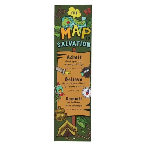 Bookmark-Green Map to Salvation Rom. 10:9 (Pack Of 10) by Christian Art Gift