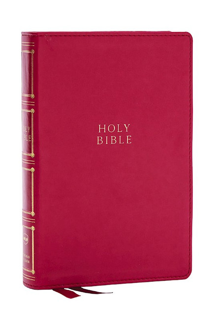 NKJV Compact Center-Column Reference Bible (Comfort Print)-Dark Rose Leathersoft by Nelson Bibles