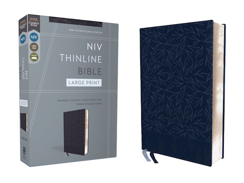 NIV Thinline Bible/Large Print (Comfort Print)-Navy Leathersoft by Zondervan