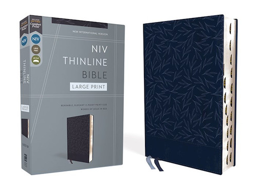 NIV Thinline Bible/Large Print (Comfort Print)-Navy Leathersoft Indexed by Zondervan