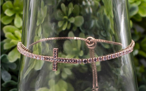 Bracelet-Eden Merry-Rose Gold-Cross by Eden Merry
