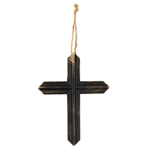 Hanging Cross-Black Fir Wood (5.5" x 7.8") by Spiritual Harvest