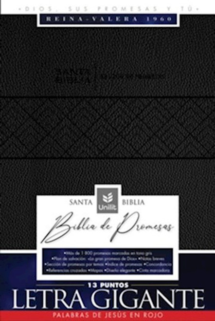 RVR 1960 Santa Biblia de Promesas/Letra Gigante (Promise Bible/Giant Print)-Black Leathersoft with Zipper by Editorial Unilit