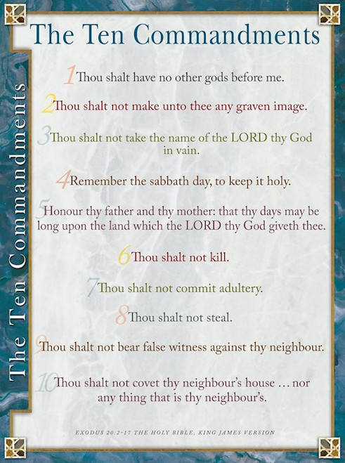 Chart-Ten Commandments Wall-KJV (Laminated Sheet) (19" x 26") by Rose Publishing