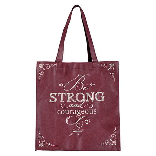 Tote Bag-Be Strong And Courageous-Topas Pink by Christian Art Gift