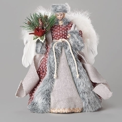 Tree Topper-Angel-Grey Fur Cloak (12") by Christmas