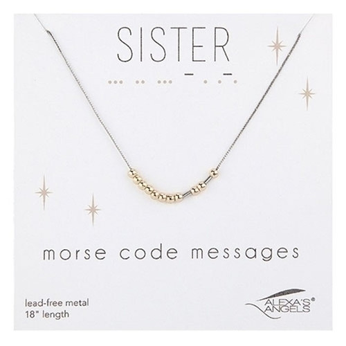 Necklace-Morse Code-Sister W/ Gift Bag (18") by Alexa's Angels
