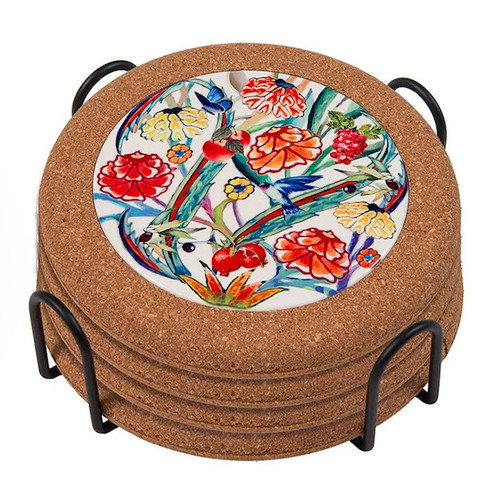 Coaster Set-Flowers Of The Field Cork & Ceramic (Set Of 4) (#71196) by Holy Land Gifts
