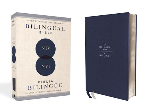 NIV/NVI Bilingual Bible (Comfort Print) (Biblia Bilingue)-Navy Leathersoft by Editorial Vida