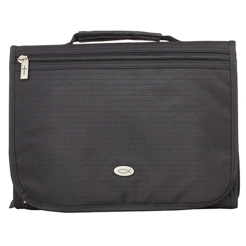 Bible Cover-Three Fold Polyester Organizer-MED-Black by Christian Art Gift
