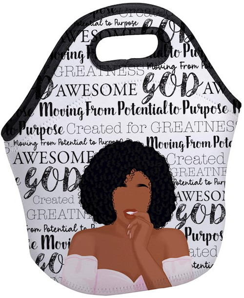 Insulated Lunch Bag-Potential To Purpose (11.5"W x 12"H x 6.75"D) by African American E