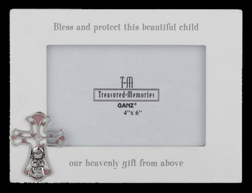 Photo Frame-Keepsake-Pink Cross (Holds 4x6 Photo) by Ganz