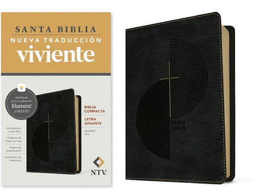 NTV Biblia Compacta Letra Gigante de Ziper con Filament (Compact Giant Print Zipper w/Filament)-Gray LeatherLike by Tyndale Espanol