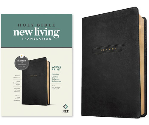 NLT Large Print Thinline Center-Column Reference Bible Filament Enabled-Black Holy Windows LeatherLike by Tyndale