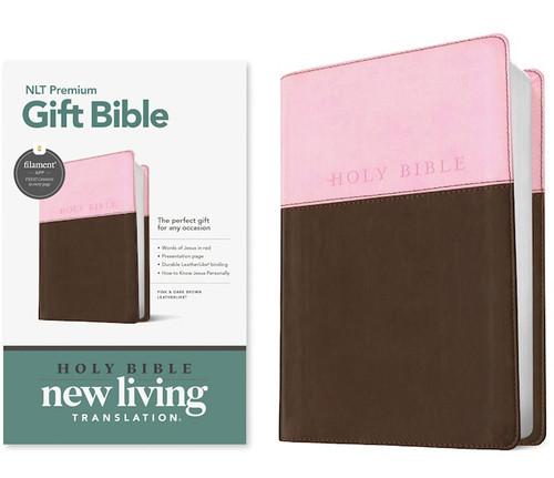 NLT Premium Gift Bible Filament Enabled-Pink/Dark Brown TuTone by Tyndale