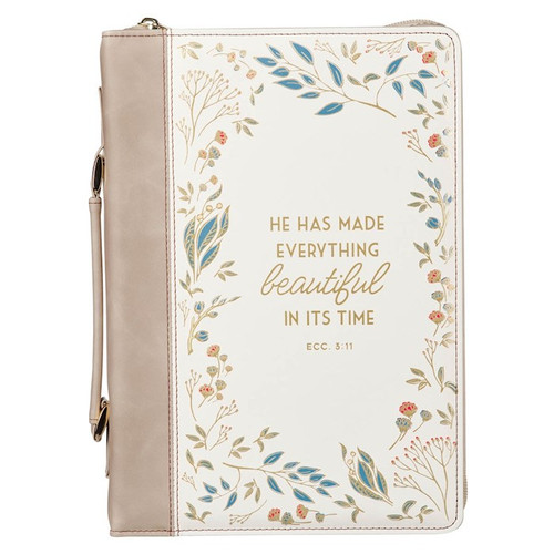 Bible Cover-Fashion-Everything Beautiful Ecc. 3:11-Cream/Taupe-XLG by Christian Art Gift