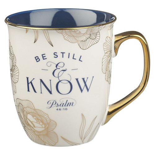 Ceramic Mug-Be Still Ps. 46:10-Navy by Christian Art Gift
