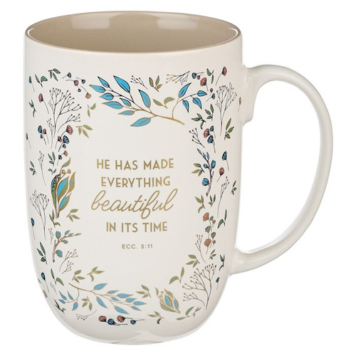 Ceramic Mug-Everything Beautiful Ecc. 3:11-Cream/Brown by Christian Art Gift