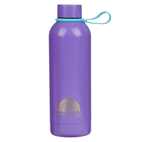 Water Bottle-Stainless Steel-Wonderfully Made Ps. 139:14-Purple Stickers by Christian Art Gift