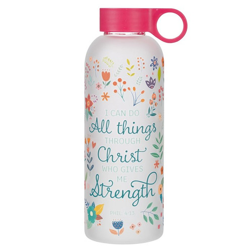Water Bottle-Glass-All Things  Phil. 4:13 by Christian Art Gift
