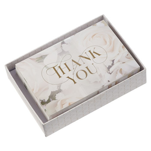 Boxed Cards-Thank You-White Roses (Box Of 20) by Christian Art Gift