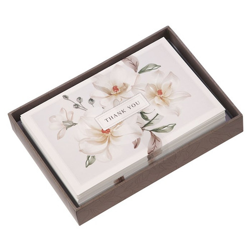 Boxed Cards-Thank You-White Floral (Box Of 20) by Christian Art Gift