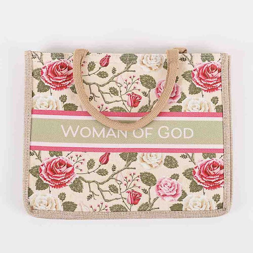 Tote-Woman Of God-Floral w/Zipper Closure (13.6" x 4.55" x 10.65") by Swanson