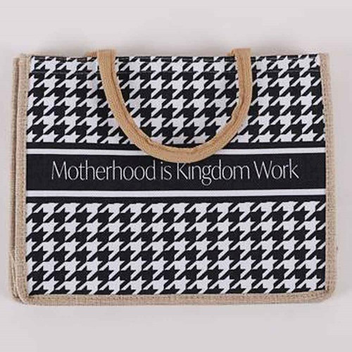 Tote-Motherhood Is Kingdom Work-Houndstooth w/Zipper Closure (13.6" x 4.55" x 10.65") by Swanson