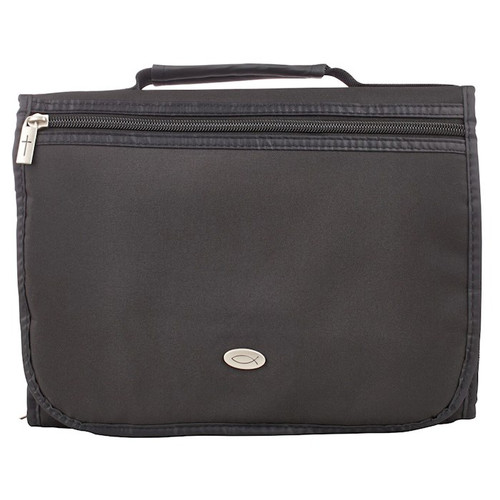 Bible Cover-Three Fold Microfiber Organizer-Black-LRG by Christian Art Gift