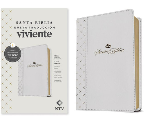 NTV Biblia Manual Letra Grande con Filament (NLT Handy Size Large Print Filament-Enabled)-White LeatherLike by Tyndale Espanol