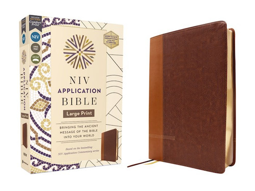 NIV Application Large Print Bible (Comfort Print)-Brown Leathersoft by Zondervan
