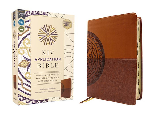 NIV Application Bible (Comfort Print)-Brown Leathersoft Indexed by Zondervan