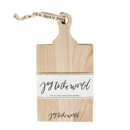Cutting Board-Paulownia Wood-Joy To The World (5.5" x 10.5") (Set Of 2) by Christmas