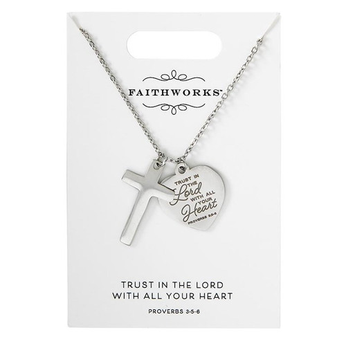 Necklace-Trust In The Lord...-Silver Plated (Prov. 3:5-6) (15" w/ 2" Extender) by Kingdom Jewelry