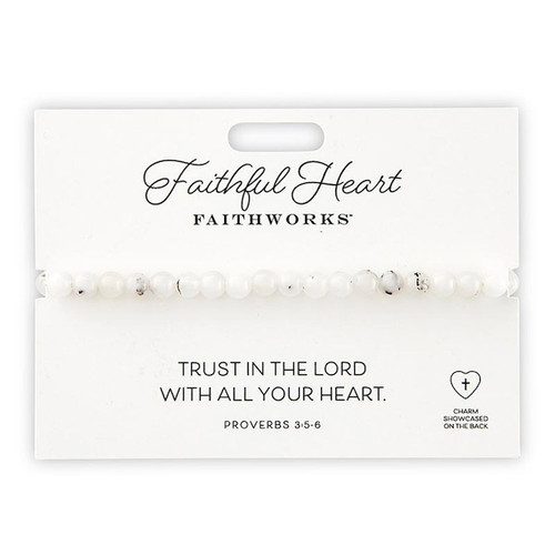 Bracelet-Trust In The Lord...-White Stone (Prov. 3:5-6) (7" Adjustable) by Kingdom Jewelry