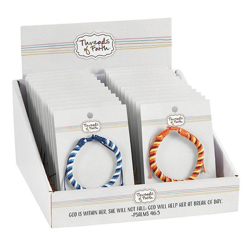 Bracelet-Thread Of Faith-Woven Cross Filled Display (8") (12 Asst) (24 Pcs) by Kingdom Jewelry