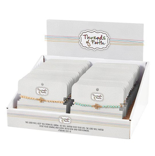 Bracelet-Thread Of Faith-Guardian Angel Filled Display (8") (5 Asst) (36 Pcs) by Kingdom Jewelry