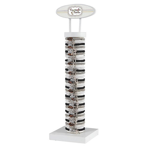 Bracelet-Thread Of Faith-Cross Knot Filled Display (8") (3 Asst) (72 Pcs) by Kingdom Jewelry