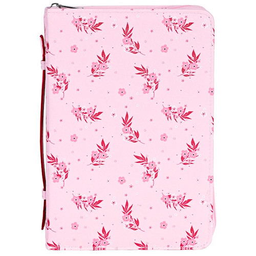 Bible Cover-Pink Small Floral-LRG by White Dove Designs
