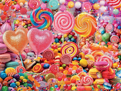 Jigsaw Puzzle-Candy Shop w/Poster (500 Piece Soft Touch) by Dellagrottaglia Je