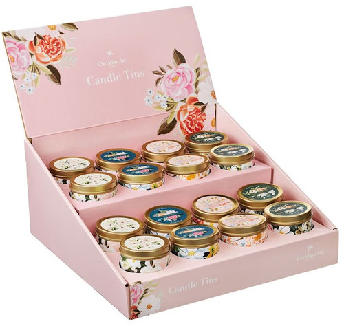 Candle Merchandiser In Travel Tin (Set Of 16) (3 Oz) by Christian Art Gift