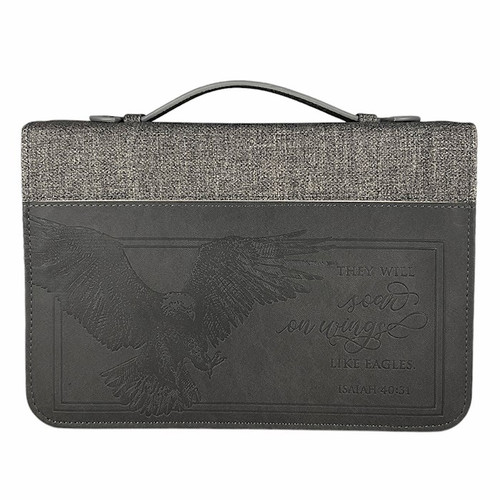 Bible Cover-They Will Soar On Wings Of Eagles-Grey-XLG by White Dove Designs