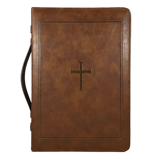 Bible Cover-Classic Cross-Brown-XLG by White Dove Designs