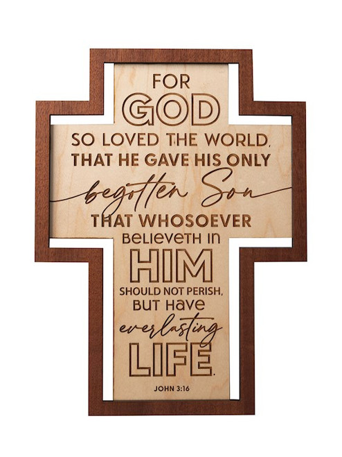 Plaque-Crosscut-For God So Loved (7.5 x 10) (John 3:6) by Dexsa