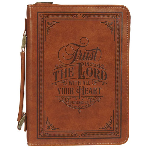 Bible Cover-Trust In The Lord (Proverbs 3:5)-Honey Brown-Medium by Christian Art Gift